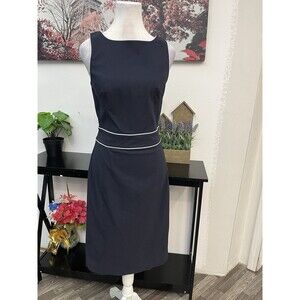 EXPRESS Stretch Women Sheath contrast trim dress Size 5/6 Sleeveless Zipper Back